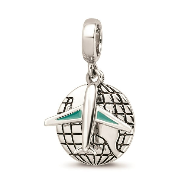 925 Sterling Silver Reflections Airplane Dangle Bead 